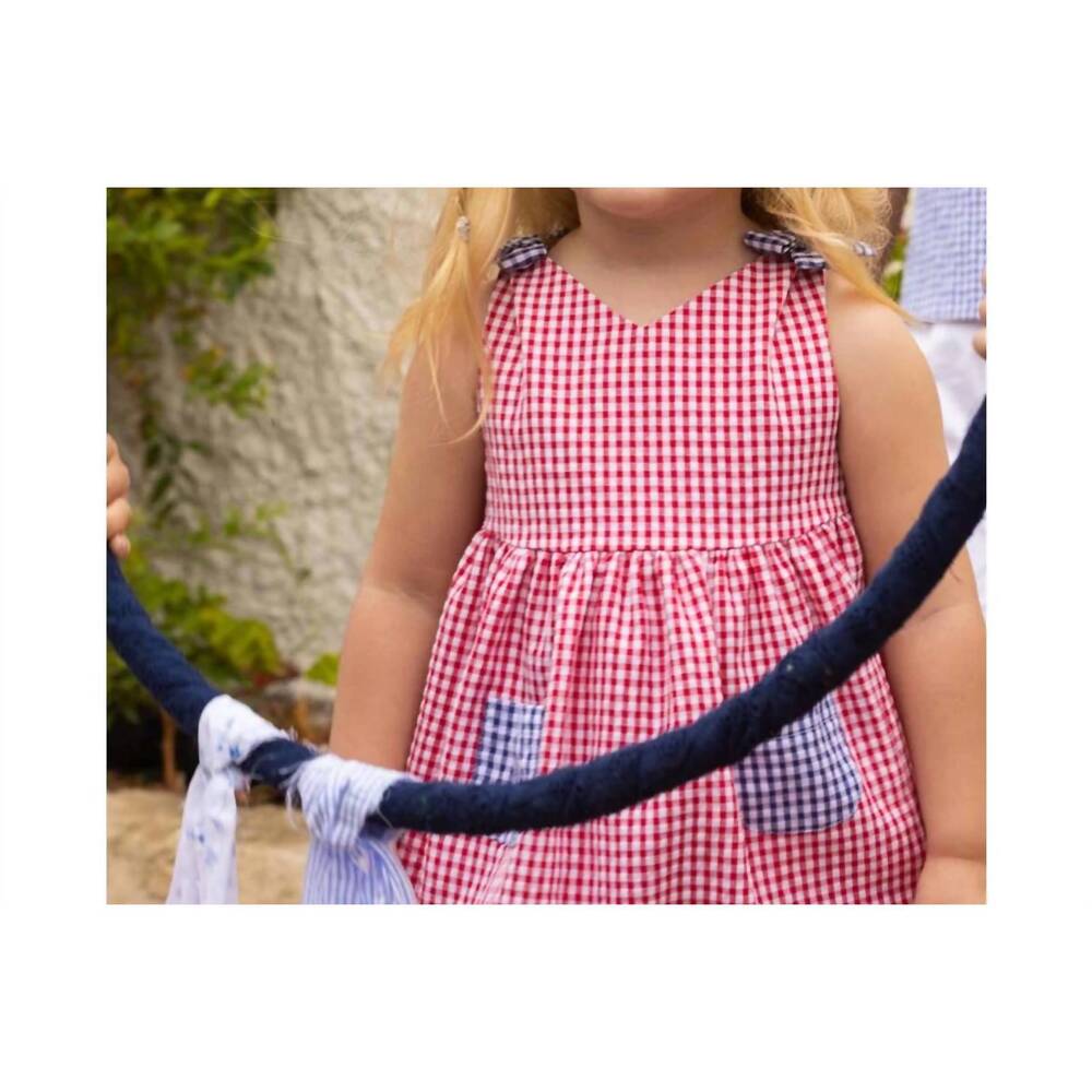 NEW FINA EJERIQUE girl's gingham pocket dress in red - Picture 2 of 3